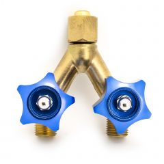 ROZDZIELACZ GAZU ROZGAŁĘŹNIK TRÓJNIK 1/4" Z ZAWOREM TLENOWYM