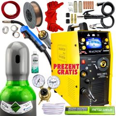 ZESTAW DO SPAWANIA MIG/MAG MIGOMAT - SPAWARKA PÓŁAUTOMAT SPAWALNICZY MAGNUM MIG 205L Z WYŚWIETLACZEM LCD + AKCESORIA/MATERIAŁY SPAWALNICZE + PREZENT GRATIS (KOMPLET NR 2)