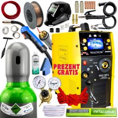 ZESTAW DO SPAWANIA MIG/MAG  MIGOMAT- SPAWARKA PÓŁAUTOMAT SPAWALNICZY MAGNUM MIG 205L Z WYŚWIETLACZEM LCD + AKCESORIA/MATERIAŁY SPAWALNICZE + PREZENT GRATIS (KOMPLET NR 3)