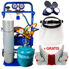 ZESTAW DO LUTOWANIA (ZŁOŻONY, GOTOWY DO UŻYCIA) – BUTLA TLEN 8L PEŁNA + BUTLA PROPAN 3 KG PUSTA + WÓZEK + AKCESORIA + ARTYKUŁY BHP