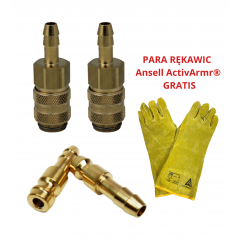 ZESTAW - SZYBKOZŁĄCZE SZYBKOZŁĄCZKA RECTUS TYP 21 Z TULEJĄ NA WĘŻA 6mm (2 SZTUKI) + WTYCZKA RECTUS TYP 21 21SFTF06MXX 6mm (2 SZTUKI) + GRATIS RĘKAWICE ROBOCZE