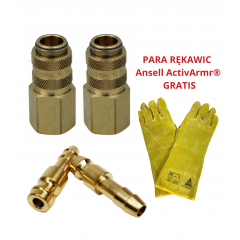 ZESTAW - SZYBKOZŁĄCZE SZYBKOZŁĄCZKA RECTUS TYP 21 GWINT WEWNĘTRZNY 1/4" (2 SZTUKI) + WTYCZKA RECTUS TYP 21 21SFTF06MXX 6mm (2 SZTUKI) + GRATIS RĘKAWICE ROBOCZE