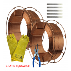 ZESTAW DO SPAWANIA MIG/MAG MIGOMAT - DRUT SPAWALNICZY MIGOMAT SG2 FI 0,8 (2 x SZPULA 15KG) + KLESZCZE + KREDA SPAWALNICZA + GRATIS RĘKAWICE SPAWALNICZE