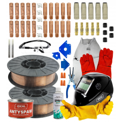 ZESTAW DO SPAWANIA MIGOMAT MIG/MAG - DRUT SPAWALNICZY SG2 FI 0,8 / FI 1,0 + AKCESORIA SPAWALNICZE DO UCHWYTU SPAWALNICZEGO TYPU MB 13/15 + AKCESORIA POMOCNICZE + AKCESORIA OCHRONNE BHP