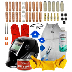 ZESTAW DO SPAWANIA MIGOMAT MIG/MAG - AKCESORIA SPAWALNICZE DO UCHWYTU SPAWALNICZEGO TYPU MB 13/15 (FI 0,8 / FI 1,0) + AKCESORIA POMOCNICZE + AKCESORIA OCHRONNE BHP