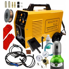 ZESTAW DO SPAWANIA MIG/MAG MIGOMAT - SPAWARKA INWERTOROWA PÓŁAUTOMAT MAGNUM MIG 200W MMA + DRUT SPAWALNICZY SG2 FI 0,8 SZPULA 5KG + AKCESORIA SPAWALNICZE + MIX BUTLA GAZOWA 8L 150 BAR (ARGON 82% + CO2 18% - PEŁNA) + REDUKTOR GAZOWY (KOMPLET NR 2)