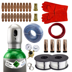 ZESTAW DO SPAWANIA ALUMINIUM MIG/MAG DO UCHWYTU MB 401/501 (ARGON BUTLA GAZOWA 200 BAR GAZ 8L (PEŁNA) + AKCESORIA/MATERIAŁY SPAWALNICZE)