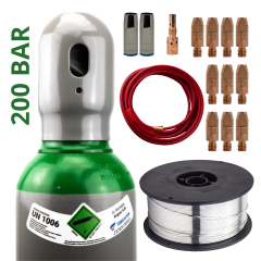 ZESTAW DO SPAWANIA ALUMINIUM MIG/MAG DO UCHWYTU MB 25 – ARGON BUTLA GAZOWA 200 BAR GAZ 8L (PEŁNA) + DRUT SPAWALNICZY ALMG5 FI 1,2 SZPULA 0,5KG + DYSZE GAZOWE + KOŃCÓWKI PRĄDOWE + ŁĄCZNIK PRĄDOWY + WKŁAD TEFLONOWY