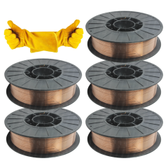 ZESTAW DO SPAWANIA MIG/MAG MIGOMATEM - DRUT SPAWALNICZY SG2 FI 1,0 SZPULA 5KG (5 SZTUK) + GRATIS RĘKAWICE SPAWALNICZE