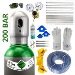 ZESTAW DO SPAWANIA TIG - ARGON BUTLA GAZOWA 200 BAR GAZ 8L (PEŁNA) + AKCESORIA/MATERIAŁY (REDUKTOR GAZOWY, WĄŻ, OPASKI ZACISKOWE, ELEKTRODY WOLFRAMOWE, OKULARY OCHRONNE, RĘKAWICE ROZMIAR 10, KREDA, PREPARAT ANTYODPRYSKOWY) + GRATIS RĘKAWICE ROZMIAR 9