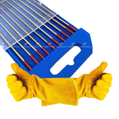 ZESTAW - ELEKTRODA WOLFRAMOWA TIG FI 2,0 CZERWONA (10 SZTUK) + RĘKAWICE SPAWALNICZE