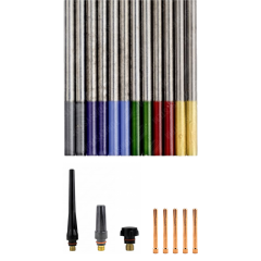 ZESTAW SPAWANIE TIG FI 2,4 (ELEKTRODY WOLFRAMOWE, TULEJKI ZACISKOWE, KORKI)