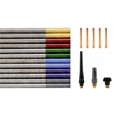 ZESTAW SPAWANIE TIG FI 2,0 (ELEKTRODY WOLFRAMOWE, TULEJKI ZACISKOWE, KORKI)