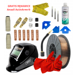 ZESTAW DO SPAWANIA MIGOMAT MIG/MAG - DRUT SPAWALNICZY SG2 FI 0,8 SZPULA 5KG + AKCESORIA SPAWALNICZE DO UCHWYTU SPAWALNICZEGO TYPU MB 13/15 + AKCESORIA POMOCNICZE + AKCESORIA OCHRONNE BHP