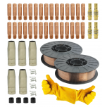 ZESTAW STARTOWY MIGOMAT – DRUT SPAWALNICZY MIGOMAT SG2 FI 0,8 SZPULA 5KG + DRUT SPAWALNICZY MIGOMAT SG2 FI 1,0 SZPULA 5KG + CZĘŚCI EKSPLOATACYJNE DO UCHWYTU SPAWALNICZEGO MIG/MAG MB 15 (FI 0,8 / FI 1,0) + RĘKAWICE SPAWALNICZE