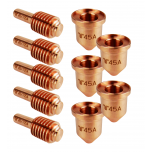 ZESTAW CZĘŚCI EKSPLOATACYJNYCH DO CIĘCIA PLAZMOWEGO (ELEKTRODY THERMACUT 45/105A DO CIĘCIA PLAZMOWEGO, DYSZE PLAZMOWE 45A THERMACUT)