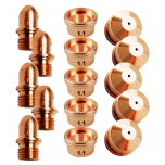 ZESTAW CZĘŚCI EKSPLOATACYJNYCH DO CIĘCIA PLAZMOWEGO - ELEKTRODY PLAZMOWE 101/141, DYSZE TNĄCE PLAZMOWE 141 (FI 1,1 / FI 1,4)