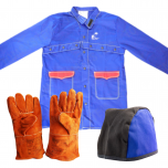 ZESTAW BHP SPAWACZA WELDAS ROZMIAR XL (KURTKA SPAWALNICZA, CZAPKA OCHRONNA, RĘKAWICE SPAWALNICZE)