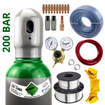 ZESTAW STARTOWY DO SPAWANIA ALUMINUM MIG/MAG DO UCHWYTU MB 25 - ARGON BUTLA GAZOWA 200 BAR GAZ 8L (PEŁNA) + DRUT ALMG5 FI 1,2 SZPULA 0,5KG + DRUT ALSI5 FI 1,2 SZPULA 7KG + AKCESORIA