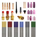 ZESTAW SPAWANIE TIG SR-17/18/26, FI 1,6/2,0/2,4/3,2 (ELEKTRODY WOLFRAMOWE, SOCZEWKI GAZOWE, TULEJKI ZACISKOWE, ŁĄCZNIKI PRĄDOWE, DYSZE GAZOWE, KORKI)