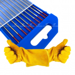 ZESTAW - ELEKTRODA WOLFRAMOWA TIG FI 1,6 CZERWONA (10 SZTUK) + RĘKAWICE SPAWALNICZE