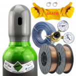 ZESTAW MIG/MAG MIGOMAT - MIX BUTLA GAZOWA 8L/150 BAR (ARGON 82% + CO2 18% - PEŁNA) + DRUT SG2 FI 0,8 + OSPRZĘT GAZOWY (REDUKTOR GAZOWY, WĄŻ TECHNICZNY, OPASKI ZACISKOWE) + GRATIS RĘKAWICE