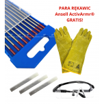ZESTAW DO SPAWANIA TIG – ELEKTRODY WOLFRAMOWE CZERWONE FI 2,4 + OKULARY OCHRONNE + KREDA SPAWALNICZA + GRATIS RĘKAWICE SPAWALNICZE OCHRONNE