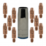 ZESTAW MIG/MAG DO MIGOMATU – DYSZA GAZOWA ŁUSKA STOŻKOWA MB 25 (1 SZTUKA) + KOŃCÓWKI PRĄDOWE MB 25 / FI 1,0 (10 SZTUK)