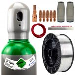 ZESTAW DO SPAWANIA ALUMINIUM MIG/MAG MB 25 – ARGON BUTLA GAZOWA 8L 150 BAR PEŁNA + DRUT SPAWALNICZY ALSI5 FI 1,0 + AKCESORIA SPAWALNICZE